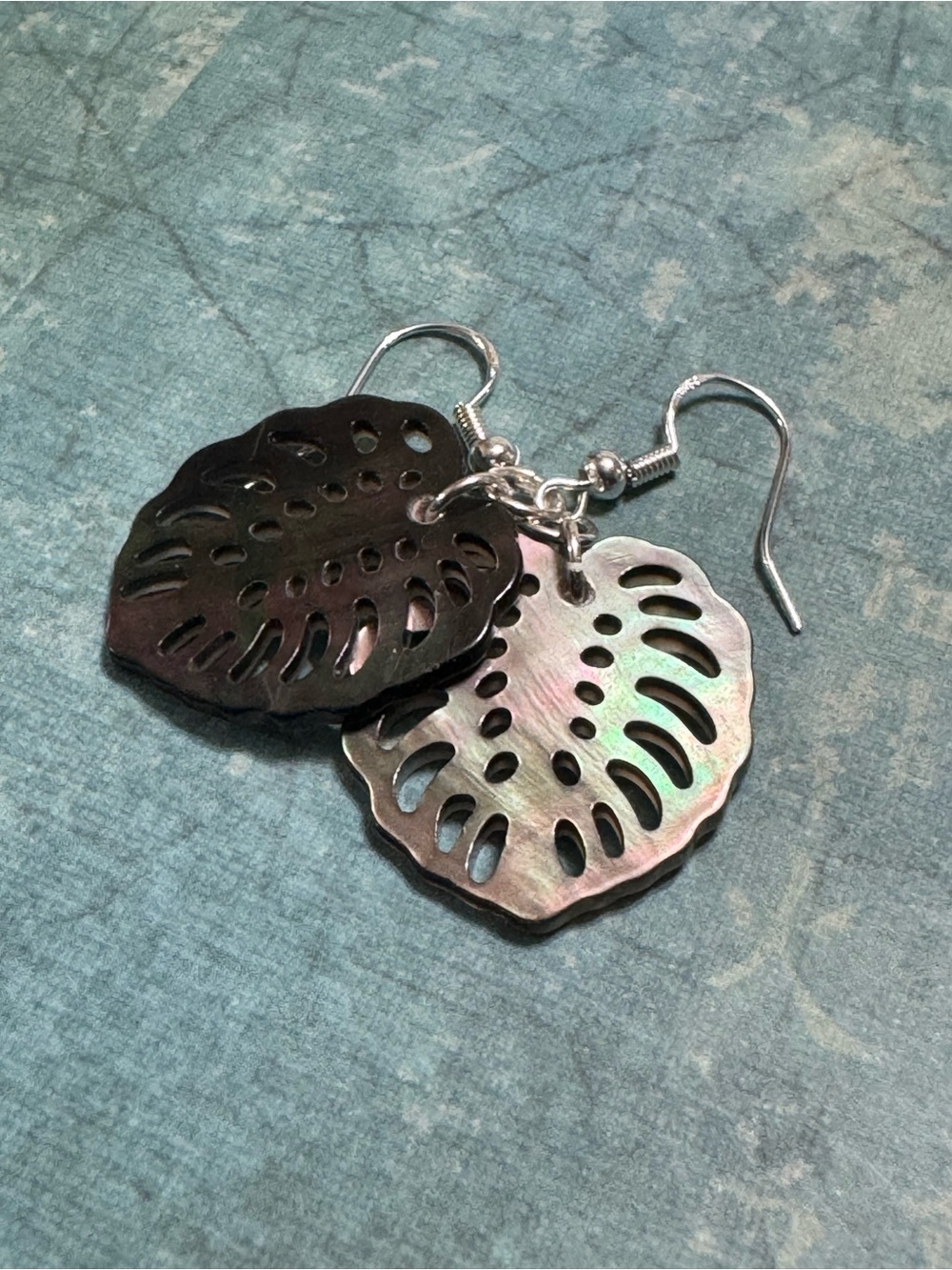 TROPICAL LEAF MOTHER OF PEARL EARRINGS